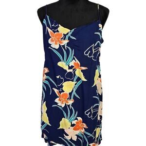 Volcom Women's Cocoanut Hut Dress Blue Floral Dress Large